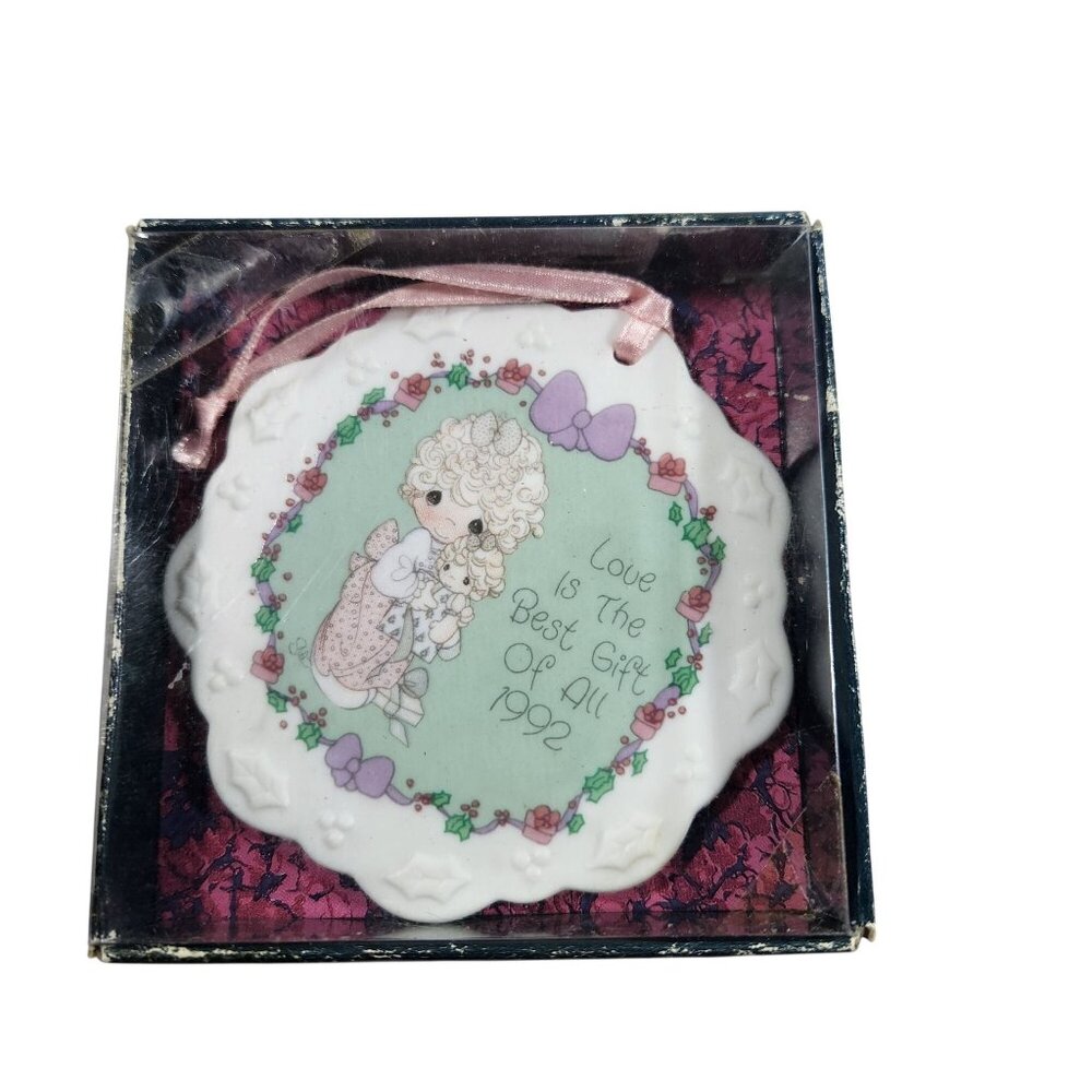 Precious Moments 90s Porcelain Ornament "Love Is The Best Gift Of All"